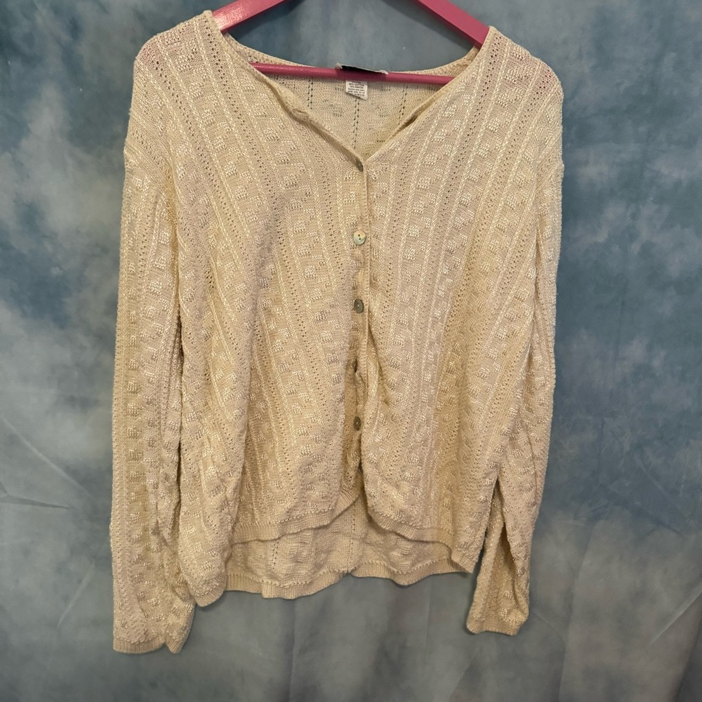 Vintage Reba Rose cream button up cardigan